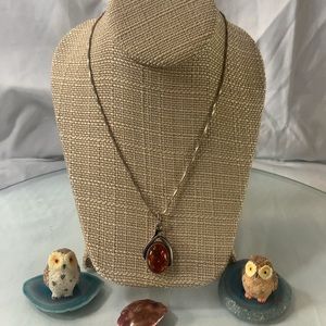 Vintage Baltic Honey Amber in 925SS With 925SS Italian Necklace.